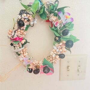 Lei po'o seashell Colorful Seashell and Ribbon Wreath